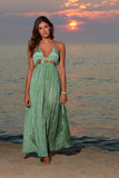 Ibiza Women's V Neck Jewel Maxi Dress