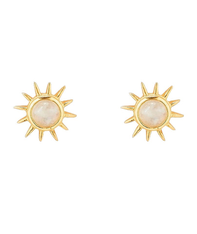 PURA VIDA MOONSTONE SUNRAY STUD EARRINGS