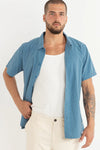 RHYTHM ASSIC LINEN SS SHIRT BLUE