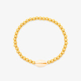 PURA VIDA  COWRIE GOLD BEAD STRETCH BRACELET