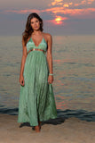 Ibiza Women's V Neck Jewel Maxi Dress