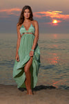 Ibiza Women's V Neck Jewel Maxi Dress