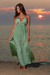 Ibiza Women's V Neck Jewel Maxi Dress