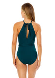 Women's Live In Color High Neck Plunge One Piece Swimsuit